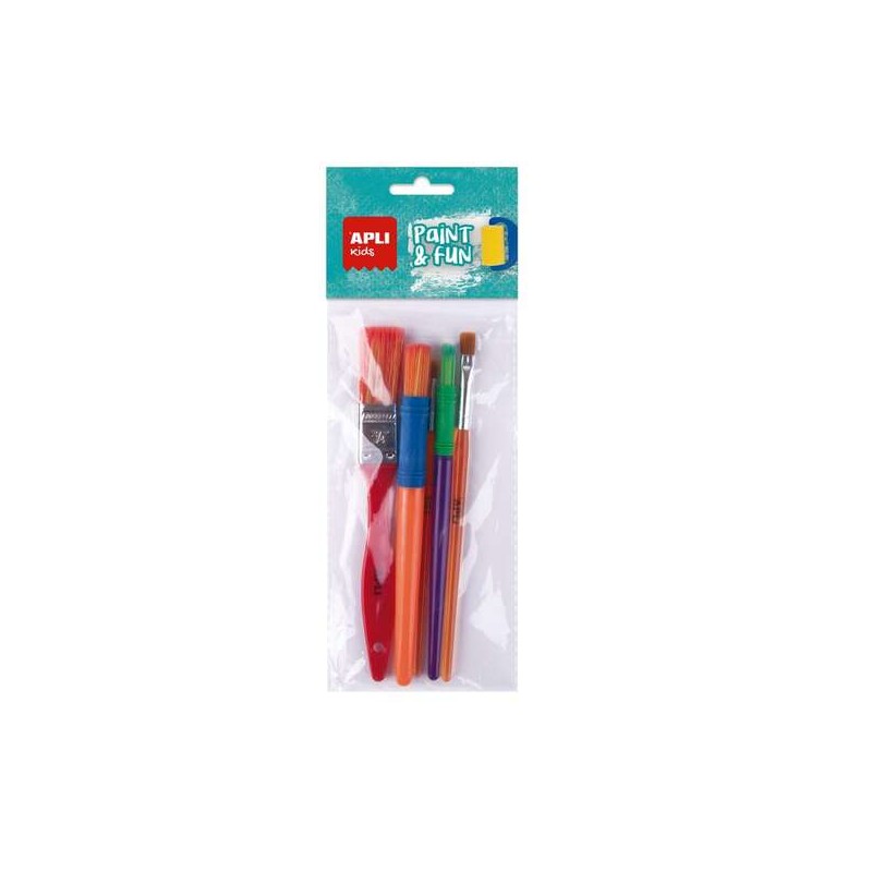 Apli Kids Paint e Fun Confezione da 5 pennelli - Dimensioni e colori assortiti