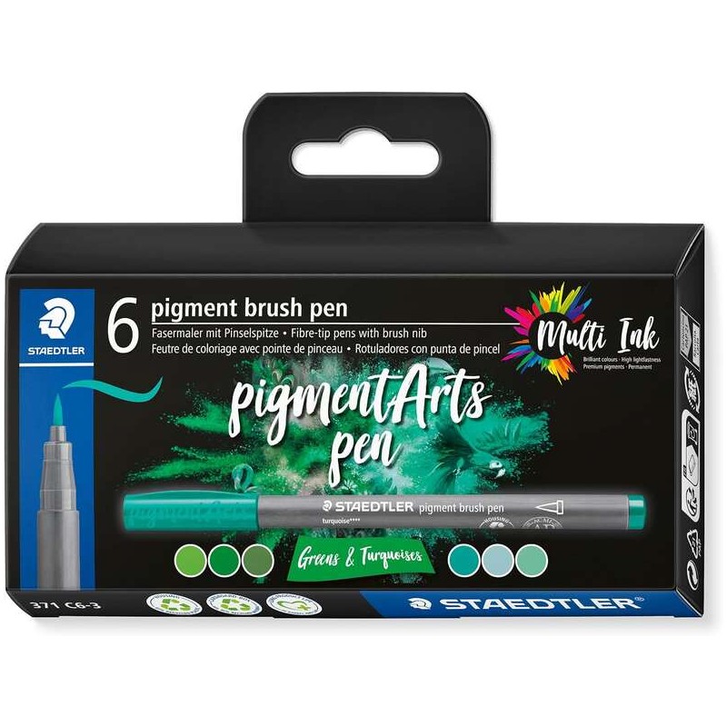 Staedtler 371 Confezione da 6 punte di pennello morbide - Colori vivaci e brillanti - Non ingialliscono nel tempo - Nuov
