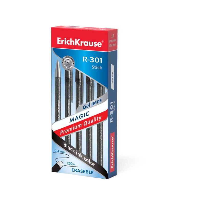 Erichkrause R-301 Magic Gel Erasable Pen - Inchiostro gel - Punta 0.5 mm - Tratto 0.4 mm - Fusto semitrasparente con eff