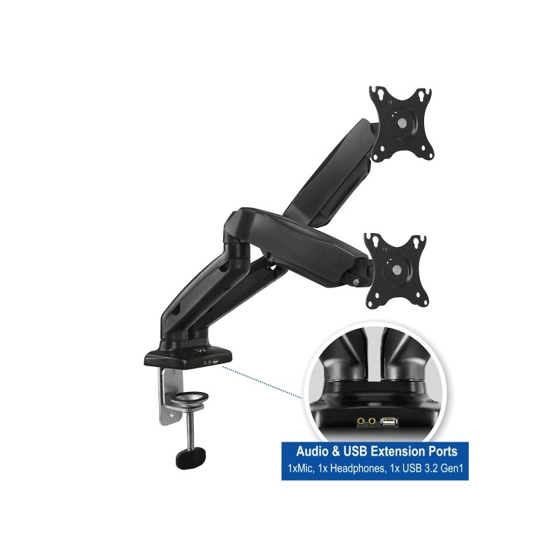 Supporto da scrivania Ewent per 2 monitor 13-34 - VESA Max 100x100 - fino a 9 kg - Colore nero