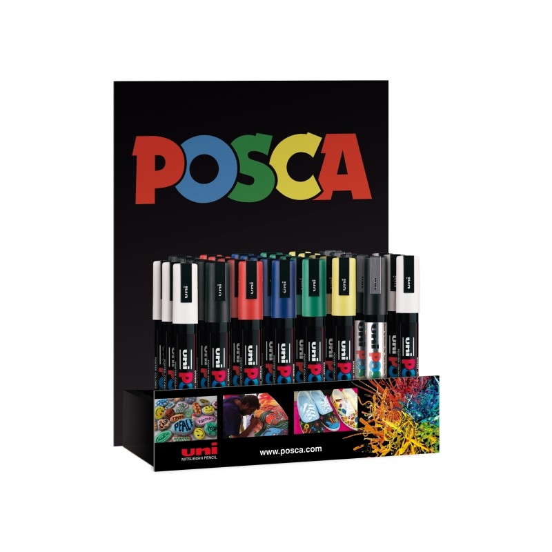 Posca PC-5M Display di 36 pennarelli - Punta 1.8-2.5 mm - Inchiostro a base d'acqua - Non permanente - Resistente alla l