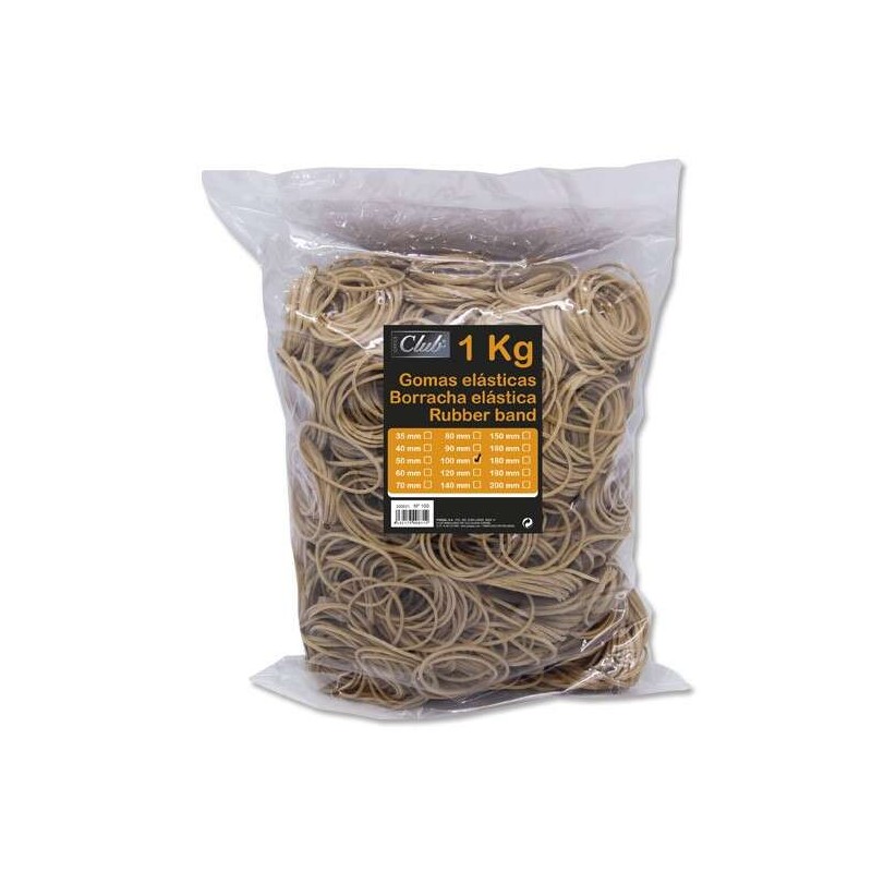 Sacchetto per ufficio da 1 kg di elastici da 100 mm - Alta qualità - Colore marrone
