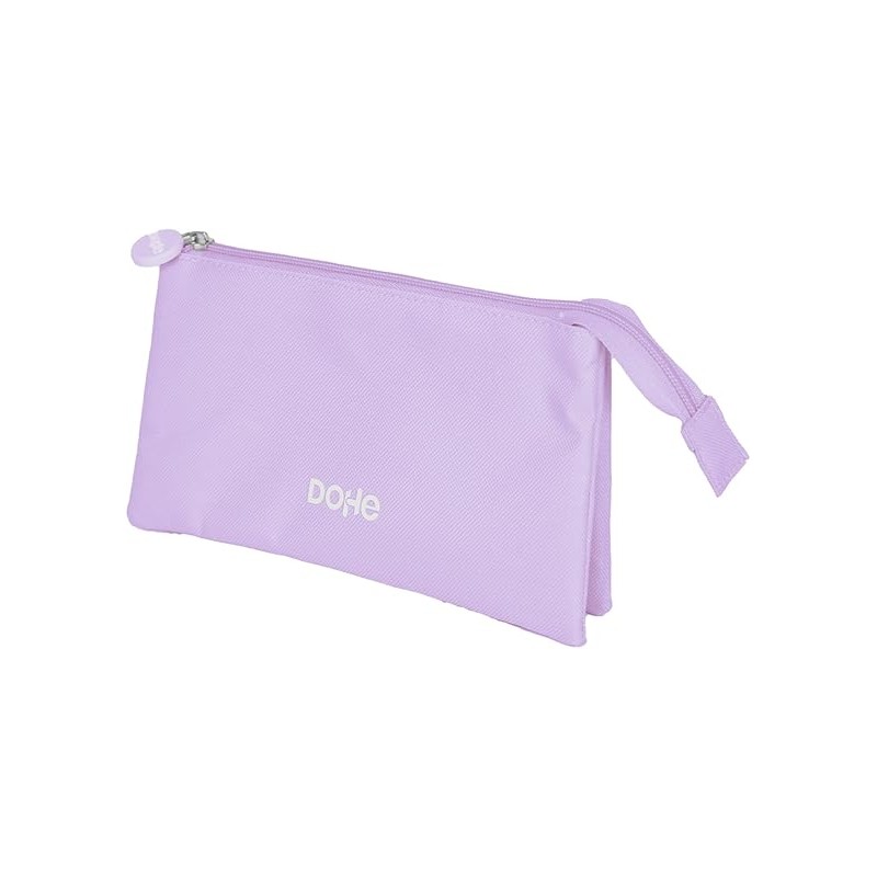 Dohe Serenity Porta scarabocchi triplo - Chiusura a doppia zip con tirante in gomma - Viola