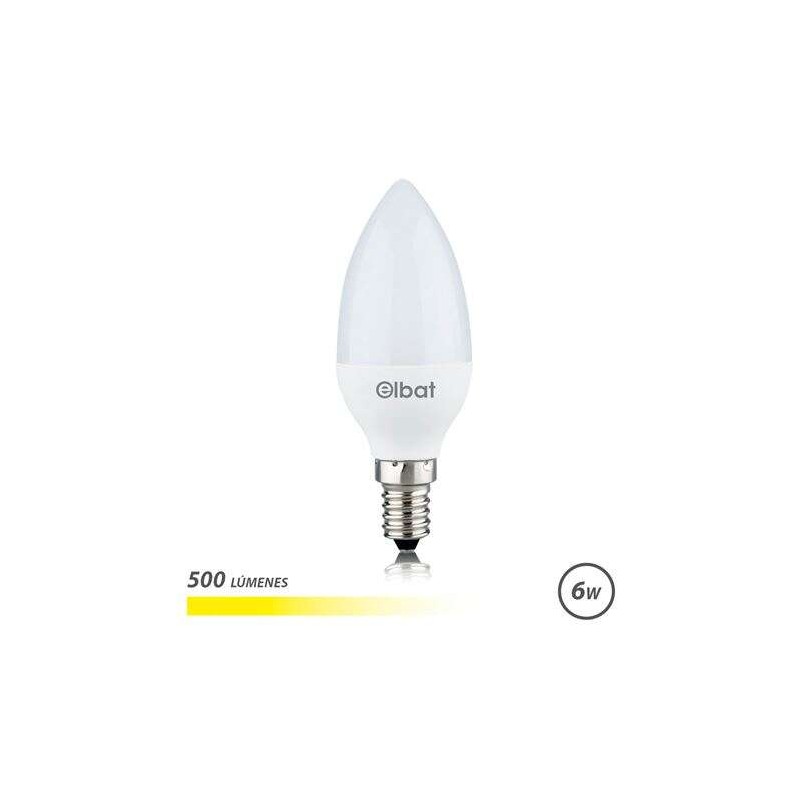 Lampadina LED Elbat - Potenza 6W - Lumen 500 - Tipo di luce 3000K Luce calda - Attacco E14 - Angolo 180º - Dimensioni 3