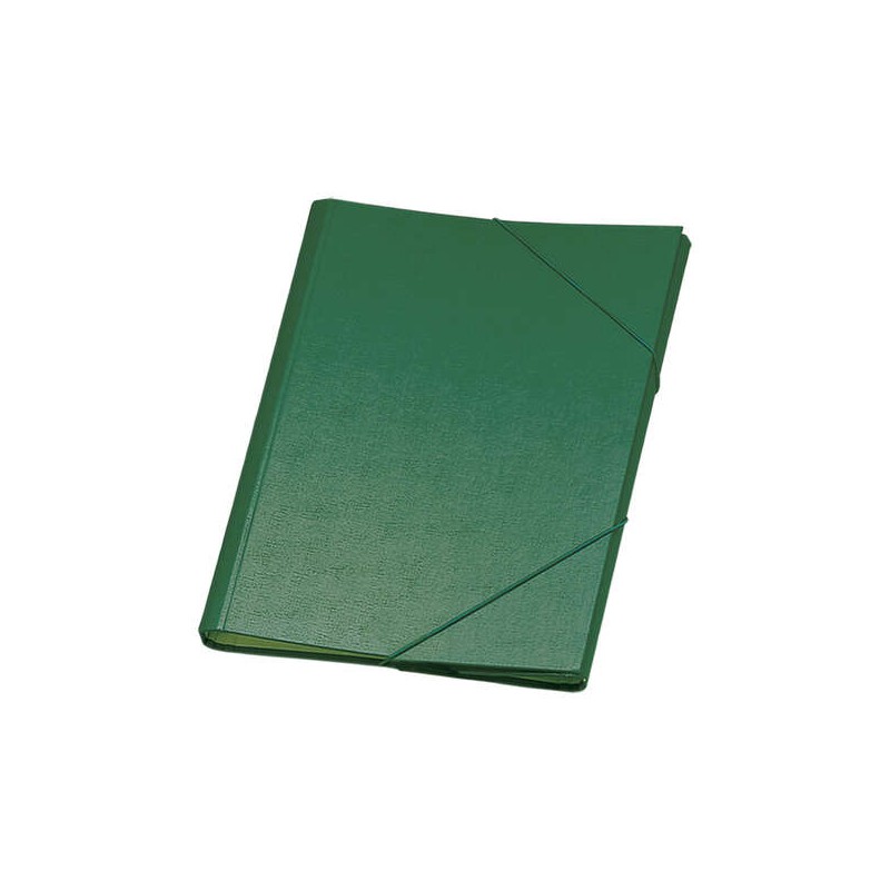 Cartella Dohe a 12 scomparti - Formato Folio - Cartone laminato - Chiusura con fascette di gomma - Colore verde