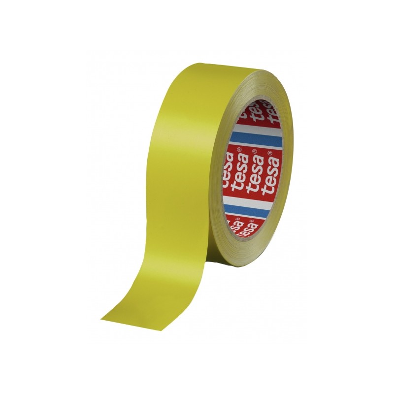 Tesa 60404 Nastro da imballaggio premium 12 mm x 66 metri - In SPVC - Adesivo in gomma naturale - Colore giallo
