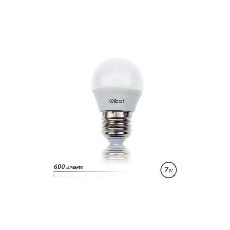Lampadina LED Elbat - Potenza: 7W - Lumen: 600 - Tipo di luce: Luce bianca 4000K - Base: E27 - Angolo: 220º - Dimension