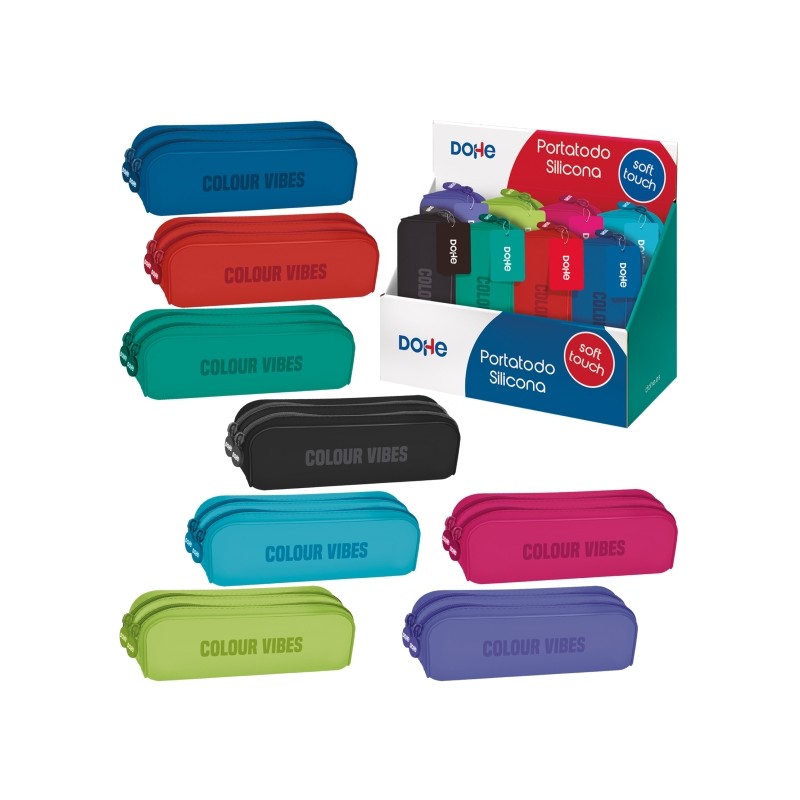 Espositore Dohe Colour Vibes con 8 porta stuzzicadenti doppi in silicone - Cerniera e manico in gomma - Colori assortiti