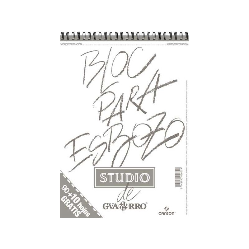 Canson Sketch Pad A4 90+10 fogli liberi - Grana chiara 90gr - Formato album con spirale microperforata - Colore bianco n