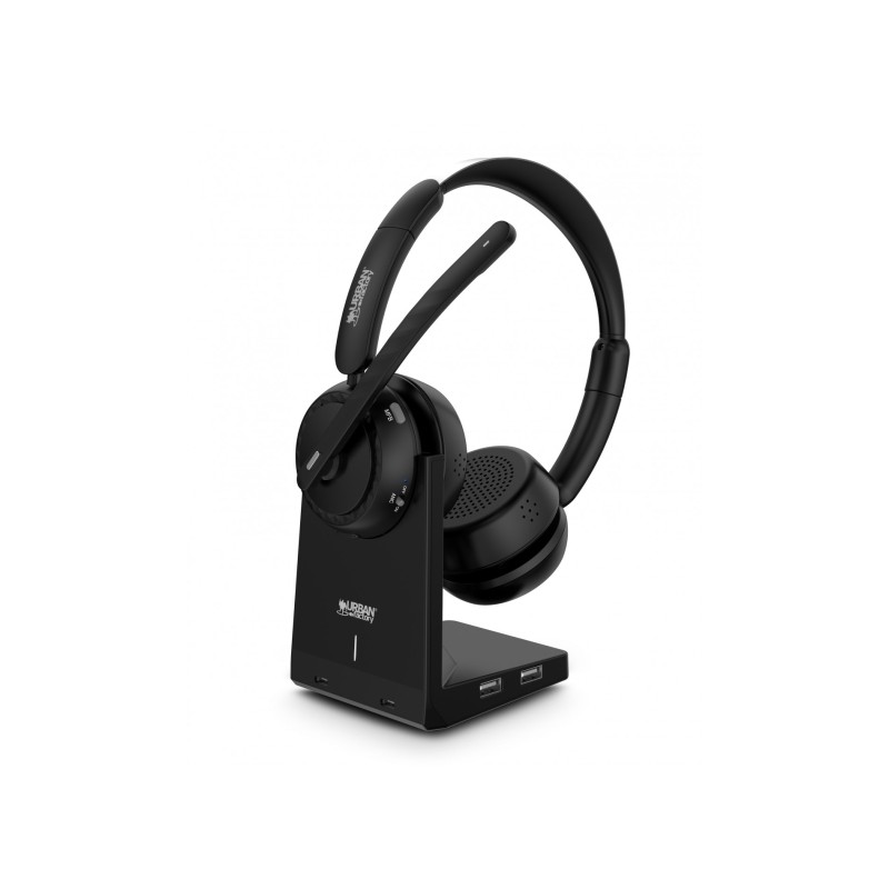 Urban Factory Movee Max Cuffie Bluetooth 5.2 - Riduzione attiva del rumore - Supporto di ricarica - Microfono per la rid