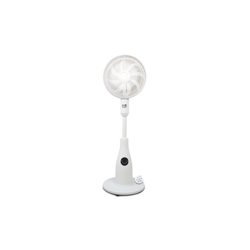 Muvip Ventilatore da pavimento 80W 8 pale - 7 velocità - Nebulizzatore - Funzione oscillazione - Luce LED - Colore bian