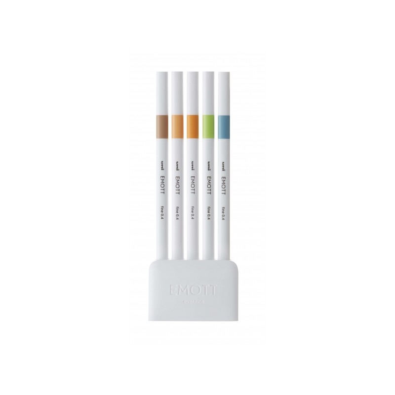 Uni-ball PEM-SY Set Nº6 Emott Colori Naturali Confezione da 5 pennarelli a tratto fine - Punta da 0.4 mm - Inchiostro a