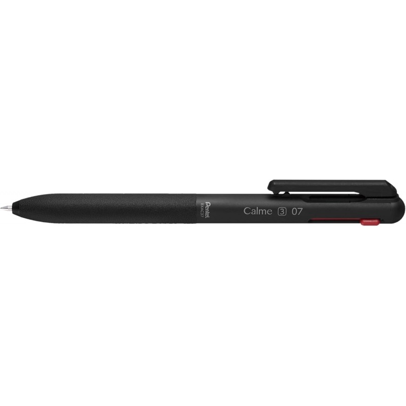 Penna a sfera retrattile Pentel Calme 3 colori 0.7 mm - Fusto nero - Colori inchiostro blu. rosso e nero
