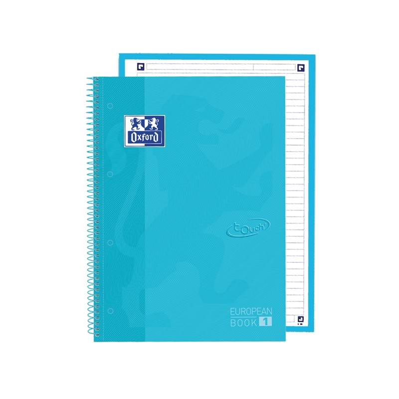 Oxford School Touch Europeanbook 1 Notebook A4+ 80 fogli microperforati - Blu - 1 riga - Copertina extra forte