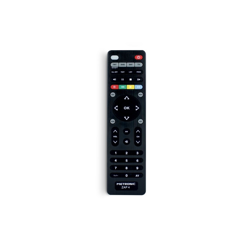 Metronic Telecomando universale ZAP 4 EVO 5 per TV + DVB-T + SAT + DVD - Colore nero