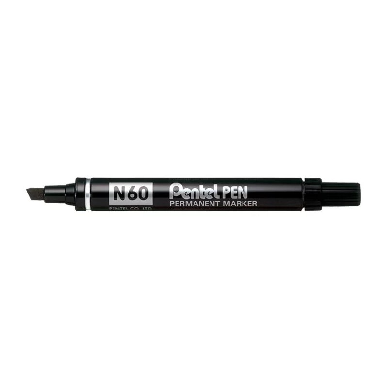 Pentel Pen N60 Marcatore permanente - Pennino smussato resistente e durevole - Resistente all'acqua e alla luce - Nero