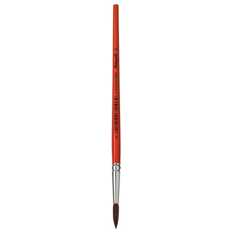 Pelikan Pennello Serie 23 n. 3 - Pelo di pony naturale a punta tonda - Manico in legno verniciato - Ghiera in alluminio 