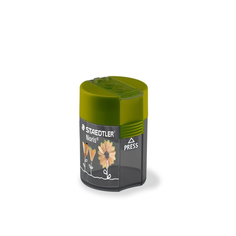 Staedtler 512 F Temperamatite a 2 fori con serbatoio - Per matite da 8.2 mm e 10.2 mm - Verde