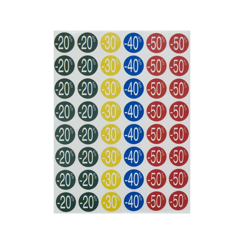 Adesivi sconto Apli -20%/-50% Ø 24 mm 5 fogli