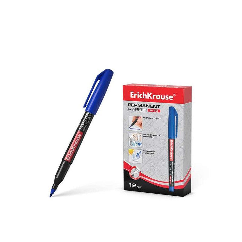 Marcatore permanente Erichkrause P-70 - Punta da 1.0 mm - Resistente all'acqua e alla luce - Colore blu