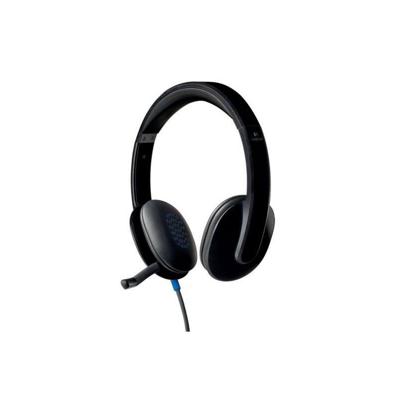 Logitech H540 Cuffie USB con microfono - Microfono pieghevole - Archetto regolabile - Padiglioni auricolari imbottiti - 