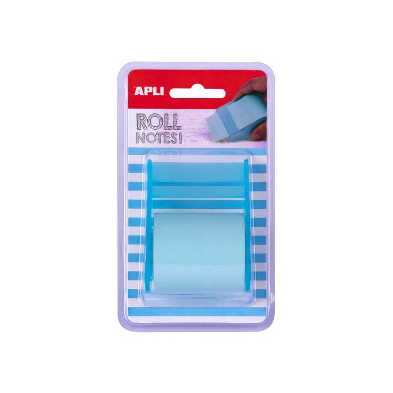Rotolo dispenser per note adesive Apli 50 mm x 8 m - Facile da usare - Adesivo di qualità - Design ergonomico - Blu pas