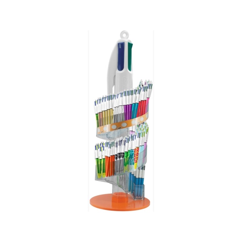 Bic 4 Colori Display di 216 penne a sfera retraibili - Punta media 1.0 mm - Inchiostro a base d'olio - 4 colori - Disegn