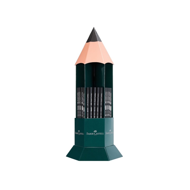 Faber-Castell Castell 1111 Display con 120 matite di grafite - Durezza assortita - Mina resistente allo strappo - Fusto 