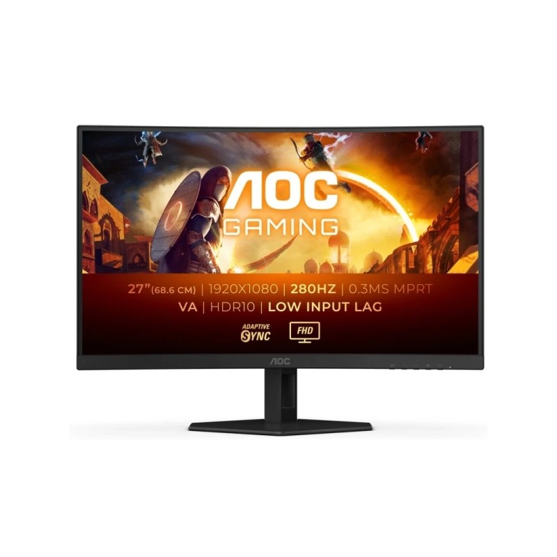 Monitor AOC G4 27 curvo 1500R LED Fast Va FullHD 280Hz HDR10 - Risposta 1ms - Angolo di visione 178° - HDMI. DisplayPor