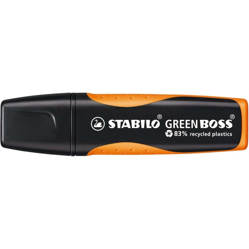 Marcatore fluorescente Stabilo Green Boss - Realizzato con l'83% di plastica riciclata - Da 2 a 5 mm - Ricaricabile - Co