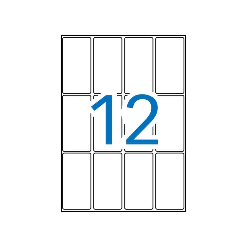 Apli Confezione da 180 etichette 34.0x67.0 mm - 15 fogli A5 x 12 etichette - Adesivo permanente - Bordi diritti - Bianco