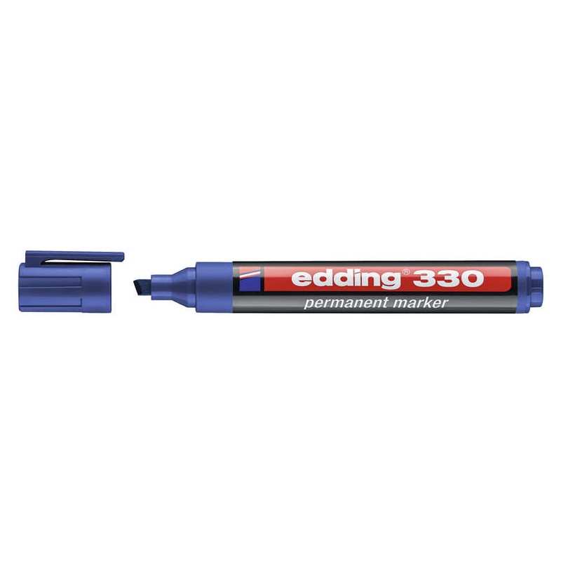 Marcatore permanente Edding 330 - Punta smussata - Larghezza del tratto da 1 a 5 mm. - Inchiostro quasi inodore - Cappuc