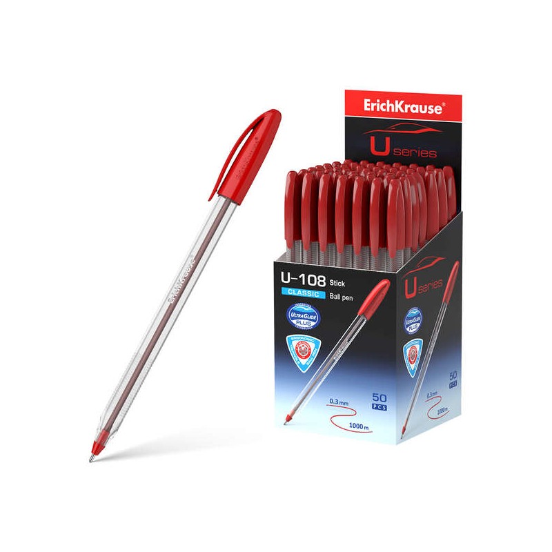 Penna a sfera Erichkrause U-108 Classic - Penna a sfera 1.0 mm - Tratto 0.3 mm - Cappuccio ventilato - Tecnologia Ultra 