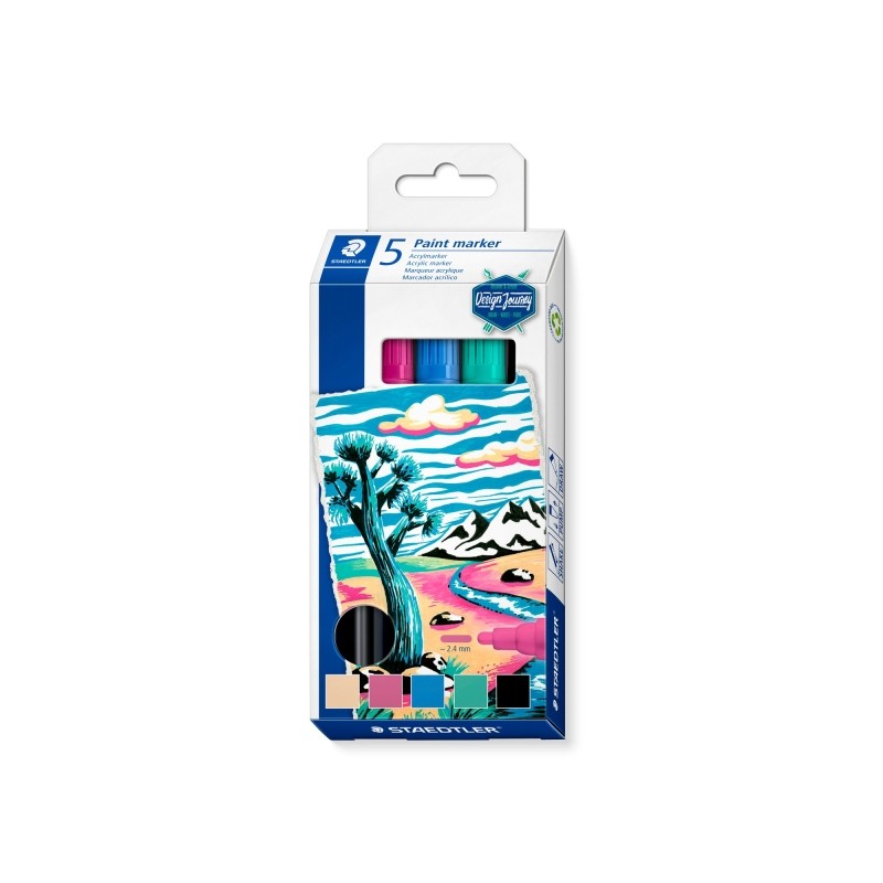 Staedtler Lumocolor 349 Confezione da 5 pennarelli - Tratto 2.4 mm circa - Colori assortiti