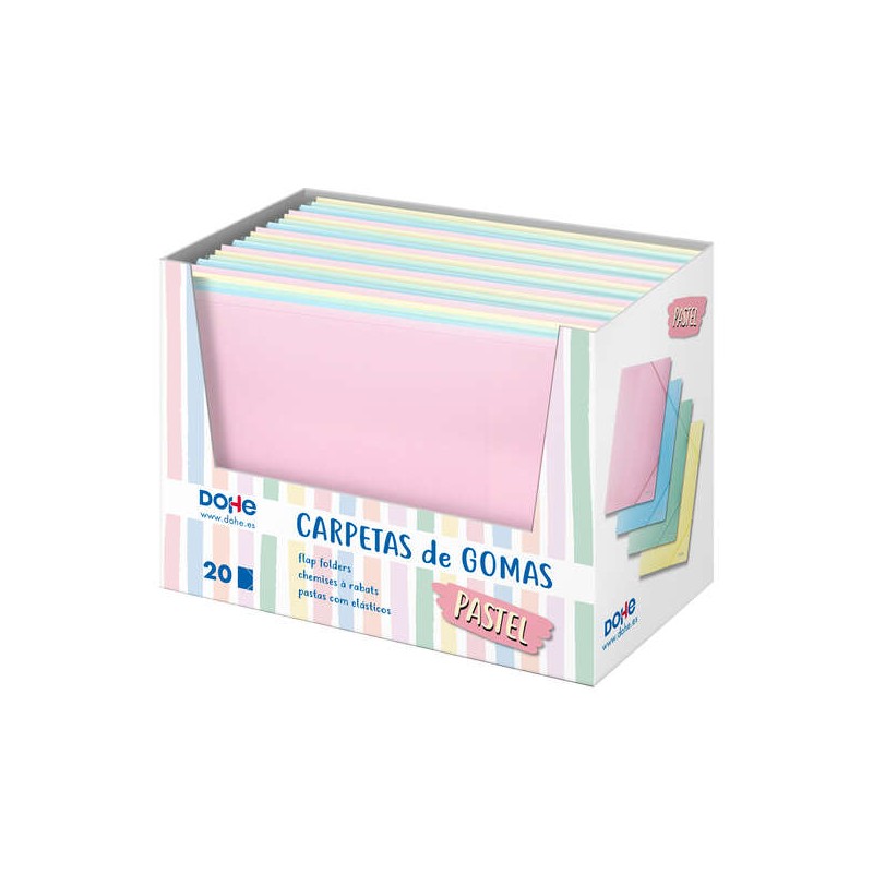 Espositore Dohe per raccoglitori in gomma A4 - 20 pezzi - Polipropilene 600 Micron - Colori assortiti