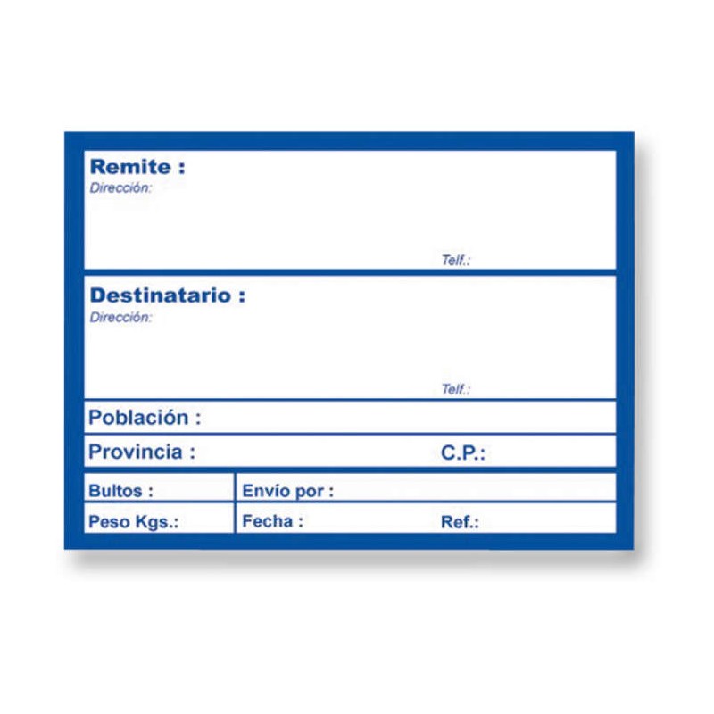 Rotolo Apli da 200 etichette postali con testo prestampato - Dimensioni 109x82 mm - Colore bianco/blu