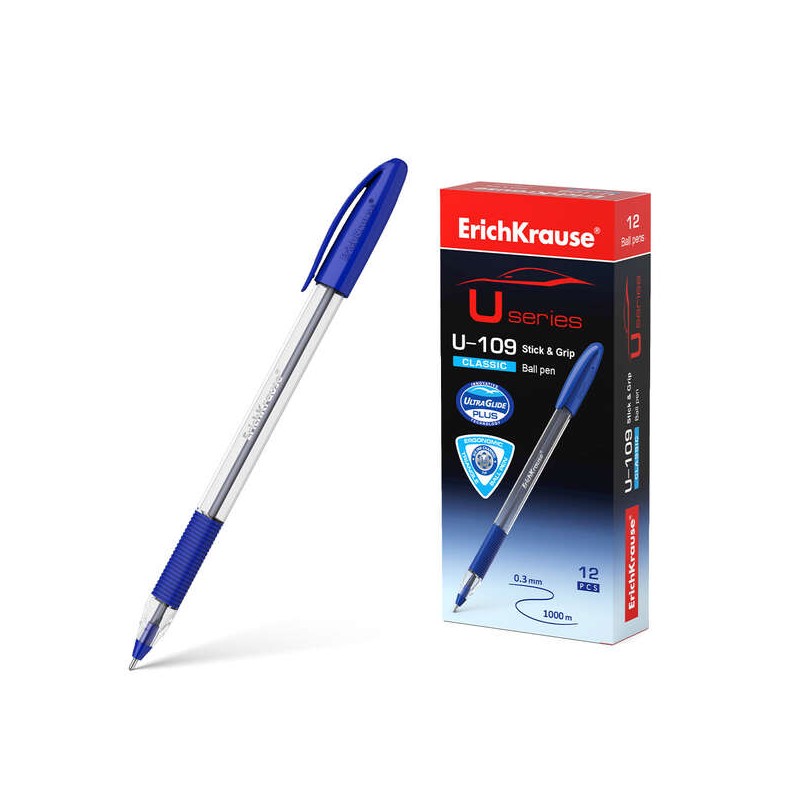 Penna a sfera Erichkrause U-109 Classic StickeGrip 1.0 - Tecnologia Ultra Glide - Colore blu