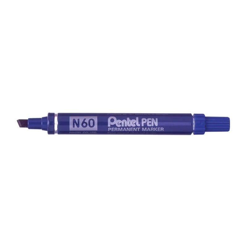Pentel Pen N60 Marcatore permanente - Punta smussata resistente e durevole - Resistente all'acqua e alla luce - Blu