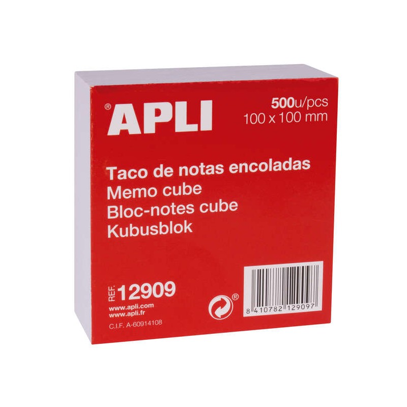 Apli Blocco note 100x100 - 500 fogli - Adesivo - Bianco