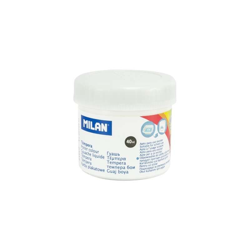 Milano Tempera Pot 40ml - Asciugatura rapida - Miscelabile - Colore Bianco
