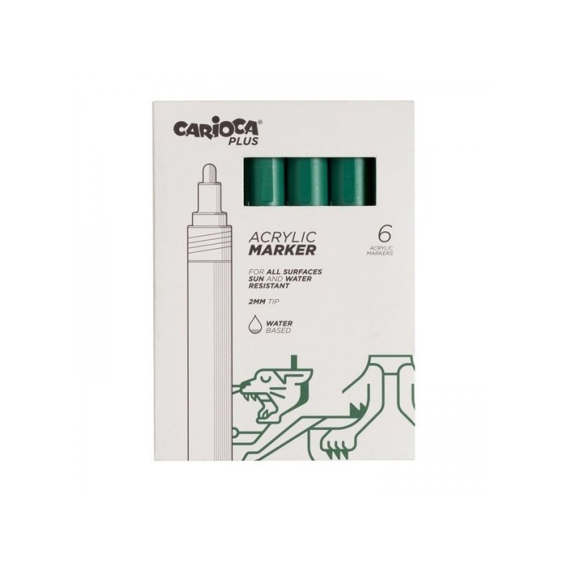 Carioca Plus 6 confezioni di pennarelli acrilici - Punta 2 mm - Colore verde