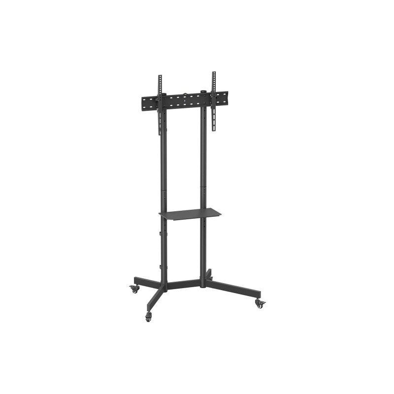 Aisens ECO Supporto da pavimento con rotelle - Vassoio DVD per monitor/TV 45kg da 37-70 - Colore nero