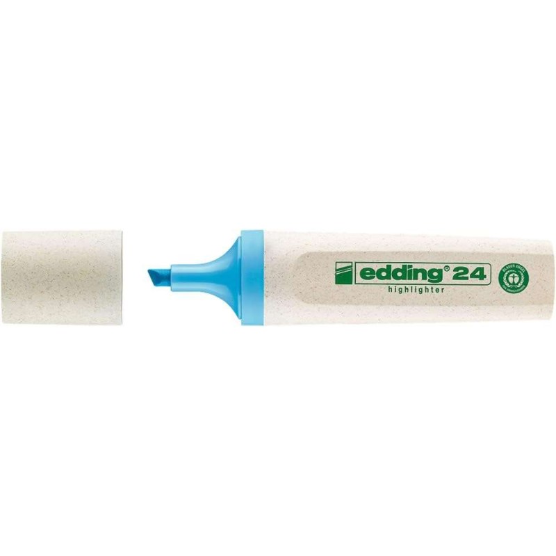 Marcatore fluorescente Edding 24 EcoLine - Punta smussata - Linea 2-5 mm - Plastica riciclata al 90% - Etichetta Blu Ang
