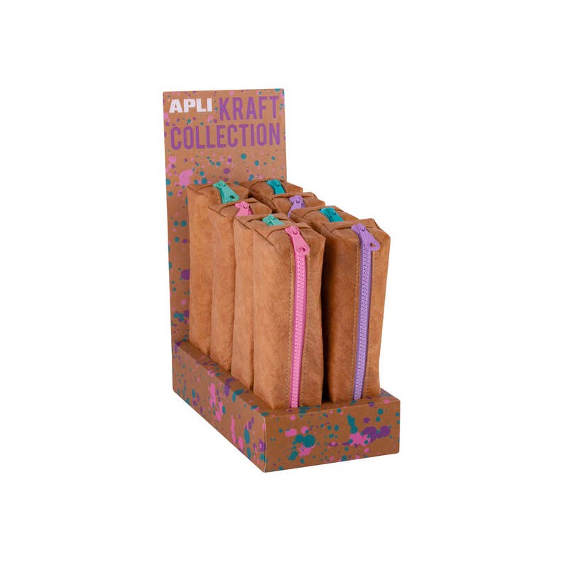 Apli Kraft Collection - Espositore compatto di 8 astucci - Astucci 50x50x210 mm - Struttura Kraft e cerniera in colori p