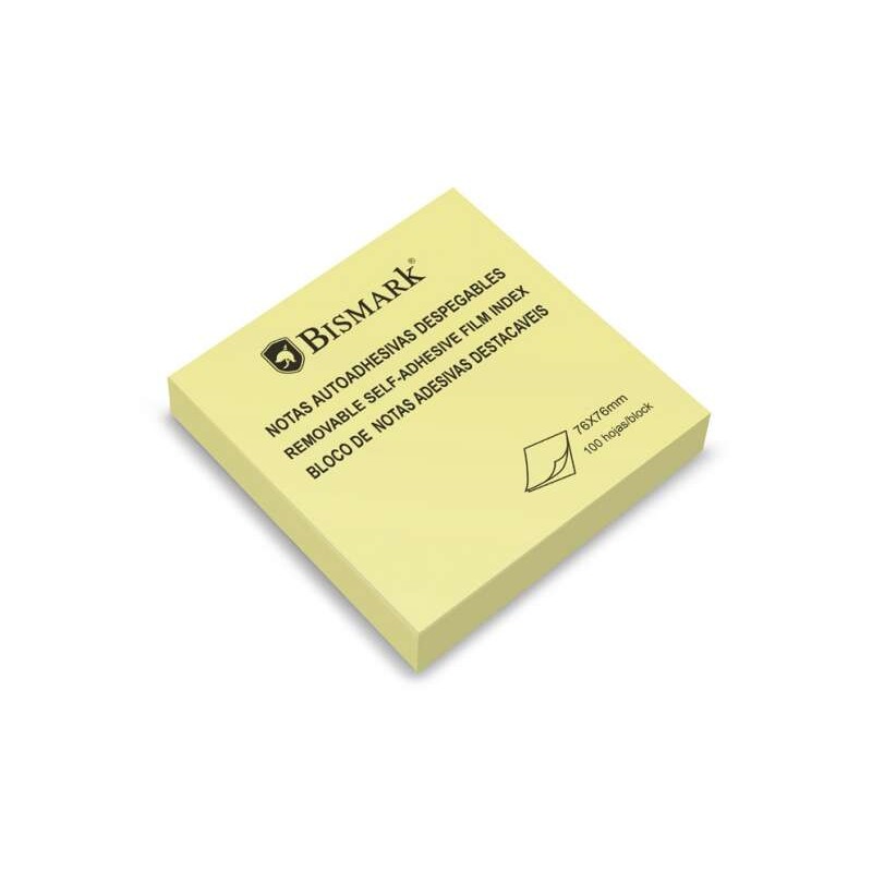 Bismark Blocco di 100 foglietti adesivi 76x76 mm - Forte adesione - Facile da usare - Giallo