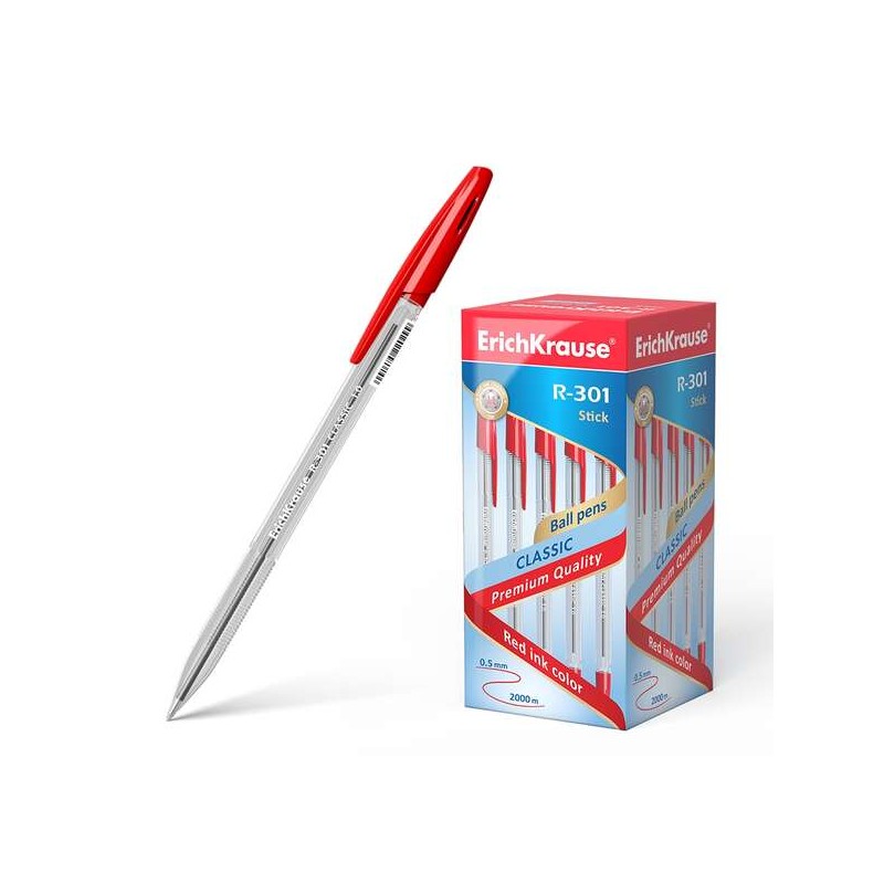 Penna a sfera Erichkrause R-301 - Penna a sfera 1.0 mm - Tratto 0.5 mm - Inchiostro ad asciugatura rapida - Fusto traspa