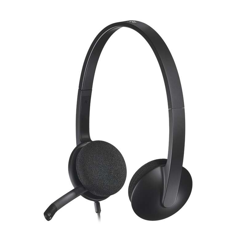 Logitech H340 Cuffie USB con microfono - Microfono pieghevole - Archetto regolabile - Padiglioni auricolari imbottiti - 