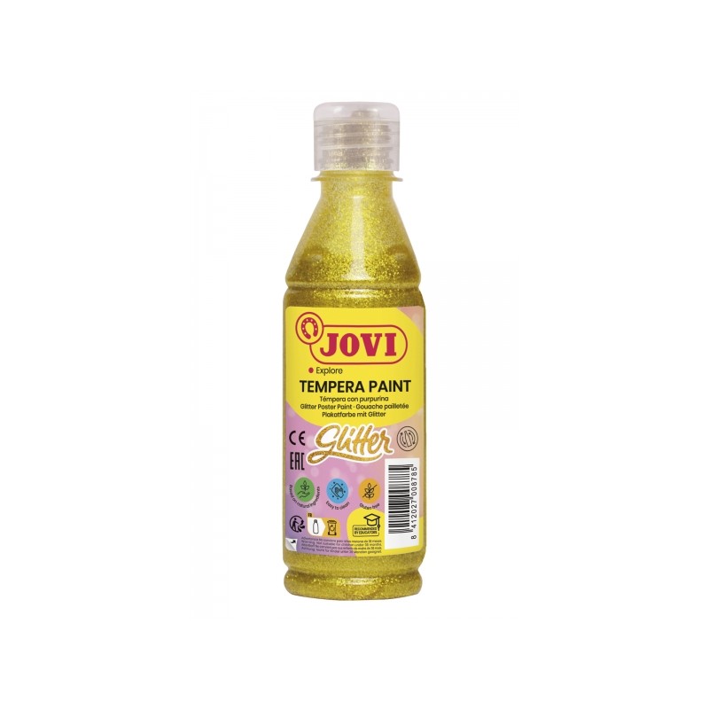 Jovi Glitter Tempera liquida a base d'acqua 250 ml - Particelle glitterate - Prestazioni eccellenti - Asciugatura rapida
