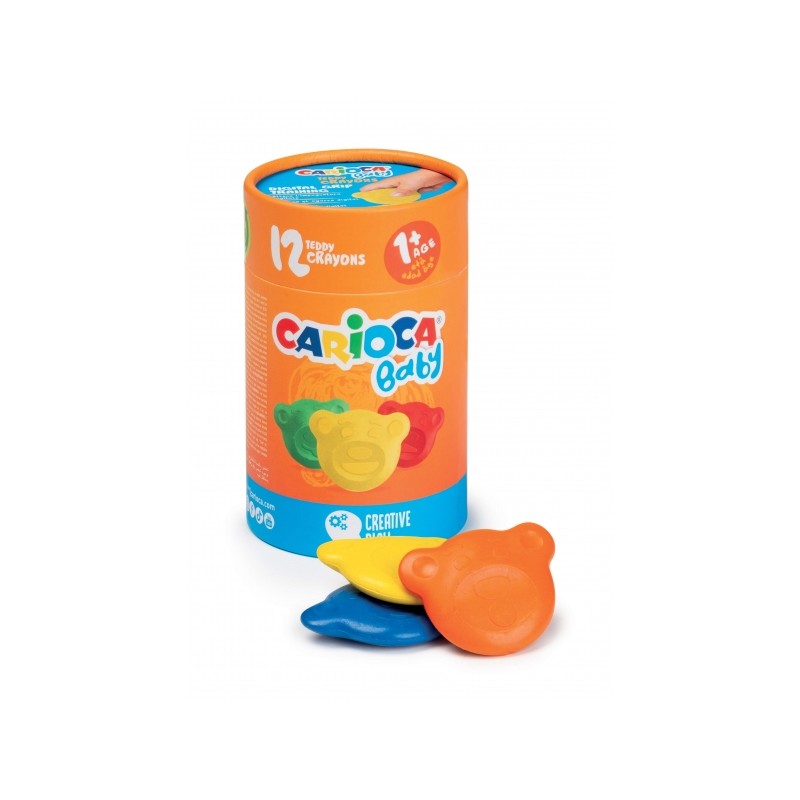 Pastelli Carioca Teddy Confezione da 12 pastelli - Certificati a partire dai 12 mesi - Progettati per allenare la presa 