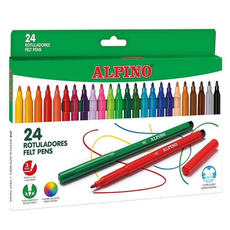 Alpino Confezione da 24 matite per la scuola - Punta fine 3 mm - Super lavabili e brillanti - Sviluppano la creatività 